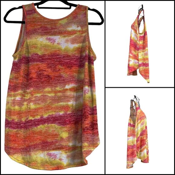 Gyft Stretchy Knit Tank Top Orange Yellow Red Size Medium - Picture 2 of 11